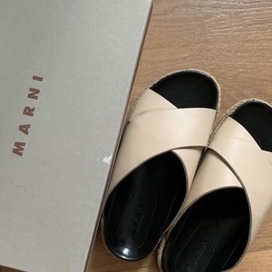 SOLD Marni Fussbet Beige Slip On Slide Sandals 39